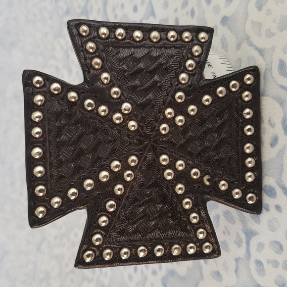 Leather Buckle Cross Western Buckle Studded Leather Buckle Buckle for Belt Buckl - Picture 1 of 9